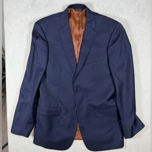 Jos. A. Bank Joseph Slim Fit 39R 100% Wool Classic 2 Button Blazer Navy 2 Vent